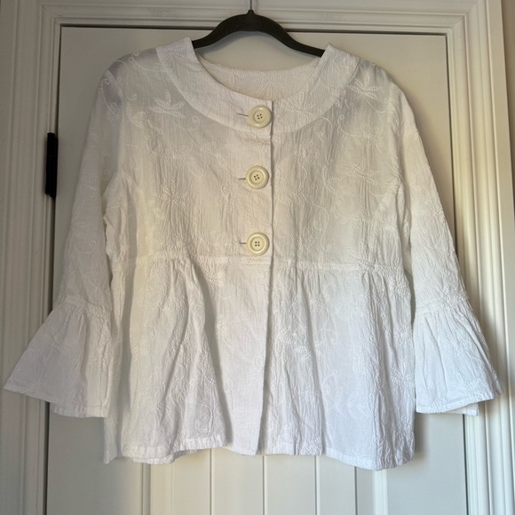 Painted Pony Jackets & Blazers - Painted Pony White‎ Embroidered Linen Blend Jacket